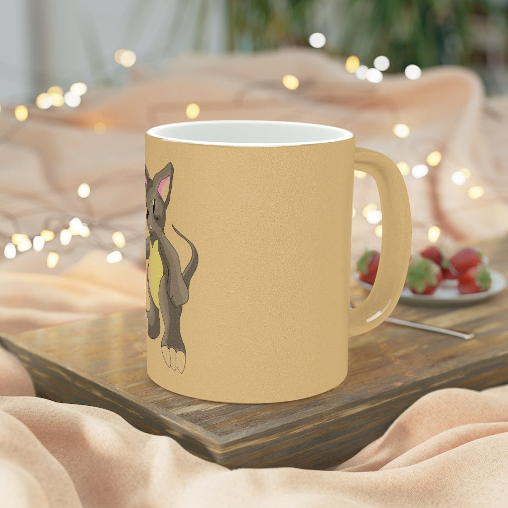 Psycore Metallic Mug in Gold and Silver finishes, showcasing personalized designs and a comfortable C-handle.